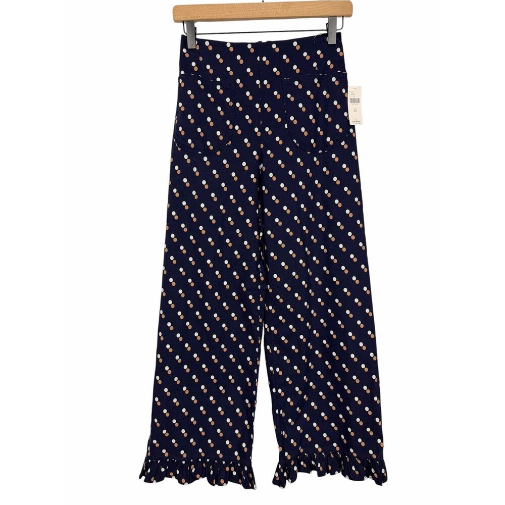 Anthropologie Maeve The Colette Polka Dot Pants Cropped Wide Leg Size 25 NEW - Picture 2 of 11
